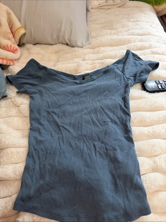 wild fable Tops - wild fable Slate Blue Ribbed Short Sleeve Tee